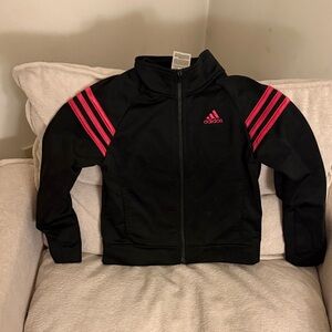 Adidas Black Track Jacket with Pink Accents